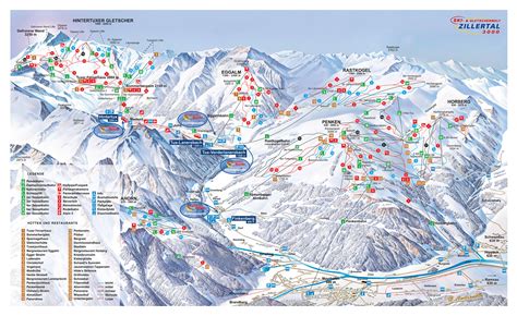 Large detailed piste map of Mayrhofen, Zillertal 3000, Zillertal Valley Ski Resort - 2012 ...