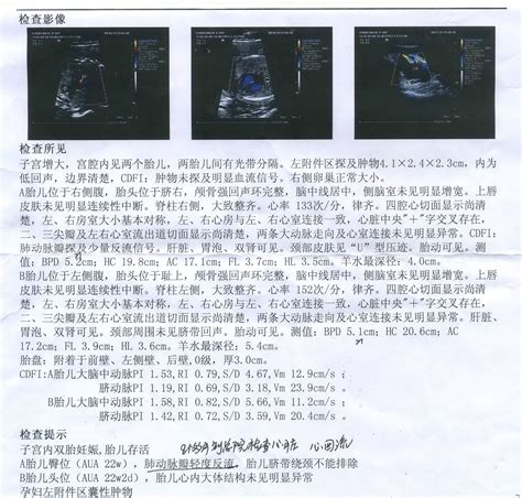 2013年2月份双胞胎B超检测单报告，帮忙看下各项属于正常不？ - 百度宝宝知道