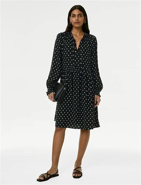 Buy Printed Tie Neck Mini Relaxed Dress at Marks & Spencer