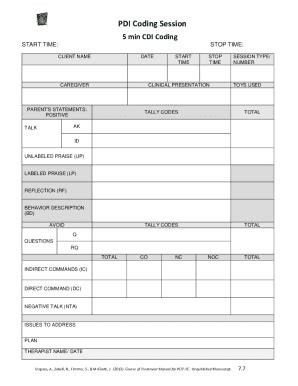 PDI Coding Session Form - Blank Fillable Template | Fill Out, Print ...