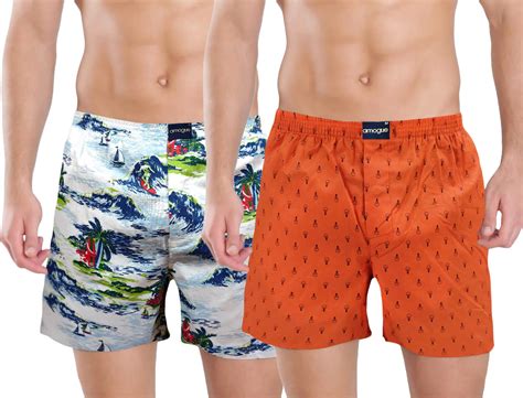 White Space & Orange Bulb Printed Cotton Boxers For Men | Amogue