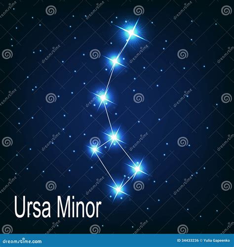 Ursa Minor Constellation With Beautiful Bright Stars On The Background Of Cosmic Sky Vector ...