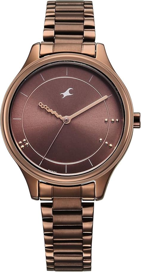 Fastrack Stunners Quartz Analog Brown Dial Brown Metal Strap Watch for ...