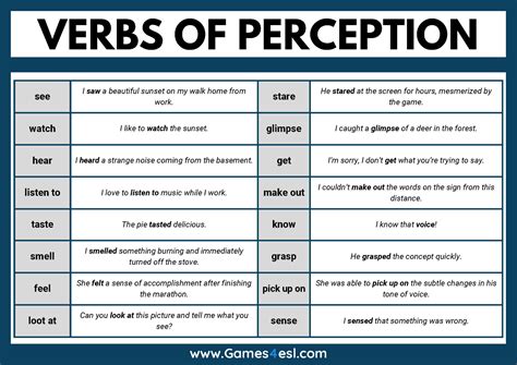 Verbs Of Perception | Useful List With Example Sentences | Games4esl