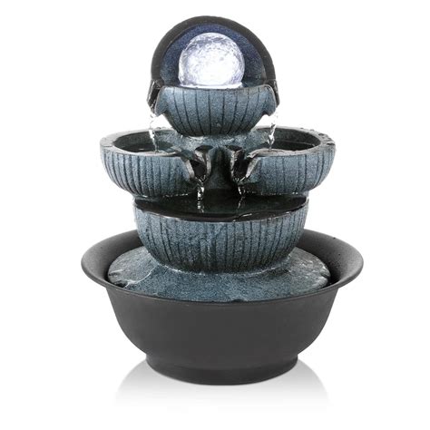WICHEMI Tabletop Water Fountain Indoor Waterfall Fountain with LED ...