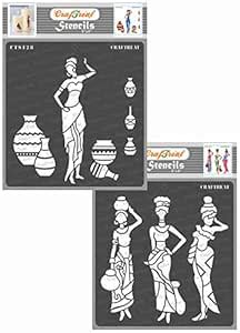 CrafTreat Pot Design Stencil for Painting - Pose with Pot1 and 2 ...