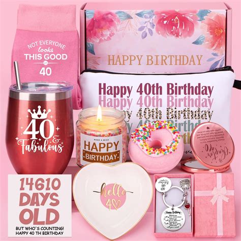 TuDou 40th Birthday Gifts for Women, Happy 40th Birthday Hamper for Her ...