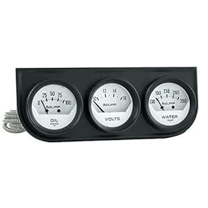 Auto Meter 2324 Autogage White Console Oil/Volt/Water Gauge with Black ...
