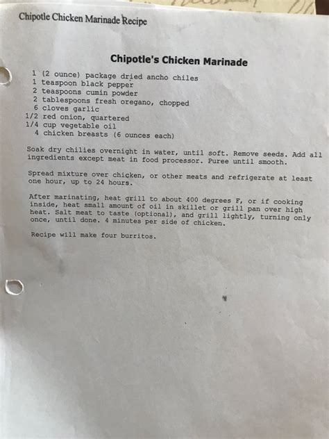 Chipotle Chicken Marinade Recipe