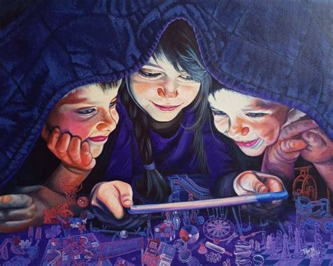 "Gadgets Ruin Childhood": Violet Acrylic Painting by Pooja Kumawat ...