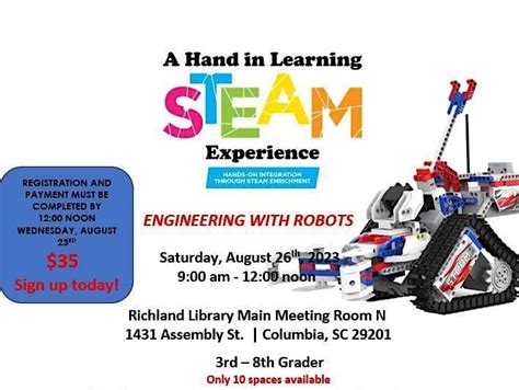 Engineering with Robots, Work Room, Columbia, 26 August 2023 | AllEvents.in