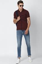 Buy Men Maroon Print Polo Neck T-shirt Online - 697309 | Van Heusen