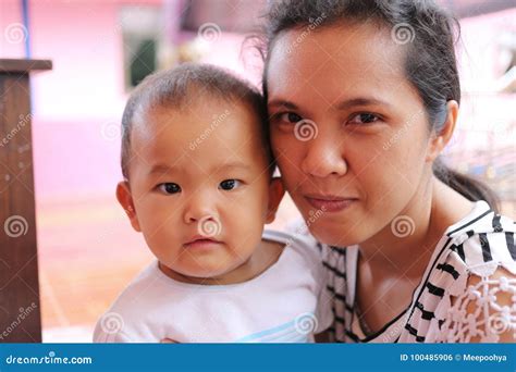 Relationship of Mother and Son. Stock Photo - Image of looking ...