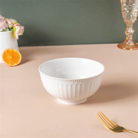 Riona Textured Ceramic Side Bowl White Online - Premium Soup Bowl ...