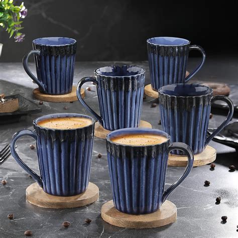Buy Indulge Homes Ceramic Coffee Mug Serving Glossy Blue Finish Coffee ...