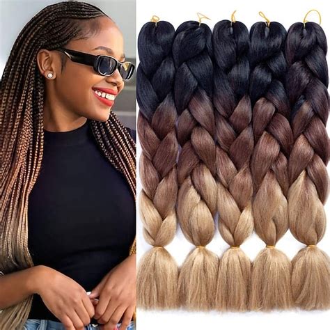 Ombre Braiding Hair Extensions Jumbo Braiding Hair 24 Inch 5 Packs ...