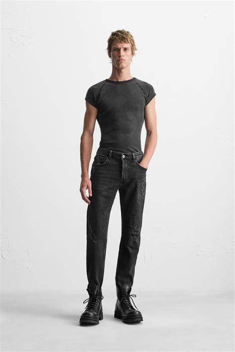 RIPPED SKINNY FIT JEANS - Black | ZARA India