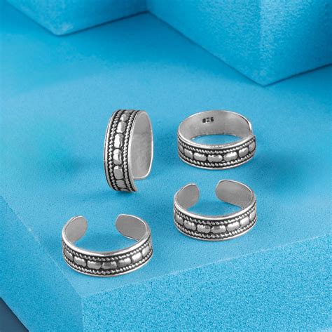 Silver Spiral Rounded Oxidized Toe Rings – Silvish