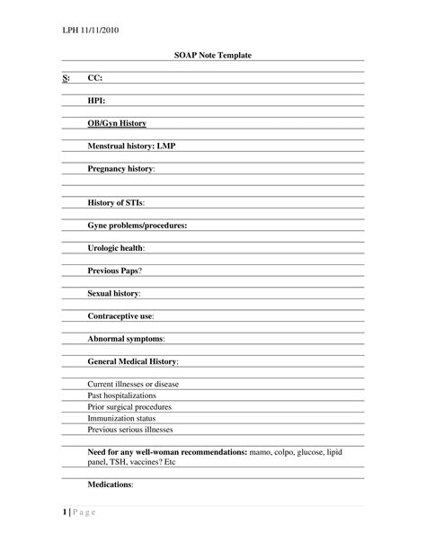 Image result for Soap Case Note Template