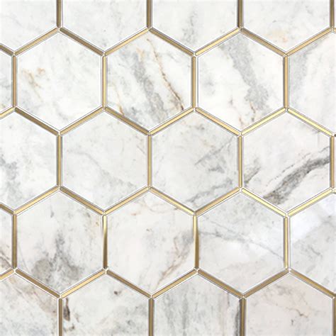 Phoenix Royal White Brass Waterjet Marble Mosaic | Marble mosaic, Floor ...