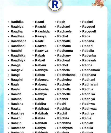 Baby Girl Names Starting With R With Meaning