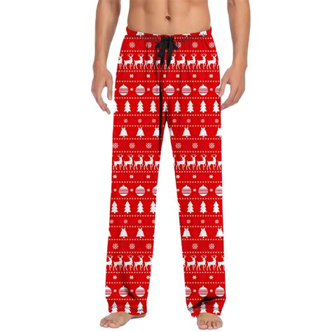 Bjutir Christmas Mens Pajama Pants With Drawstring And Pockets Casual ...
