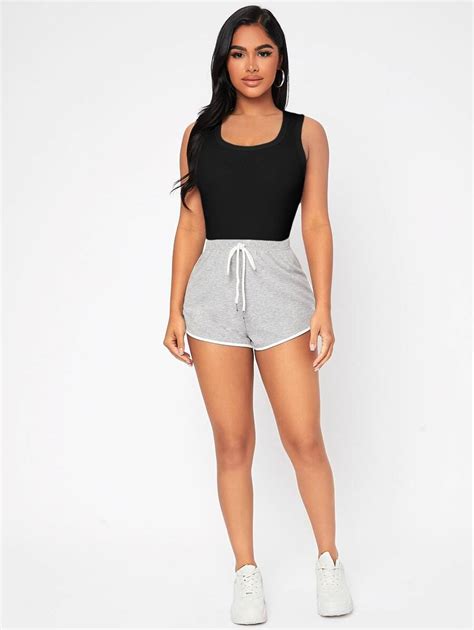 SHEIN PETITE Scoop Neck Rib-Knit Tank Bodysuit | SHEIN USA