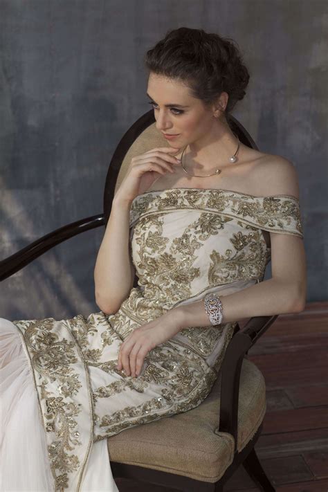 Ivory zardozi embroidery off shoulder gown