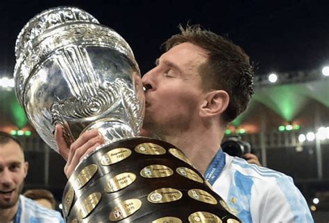 Messi with Copa America trophy