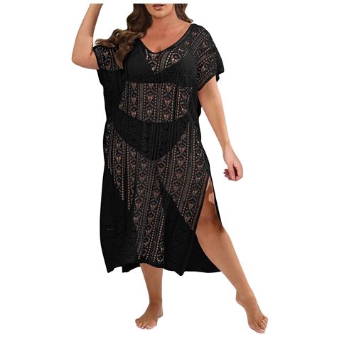 Penkiiy Women Plus Size Swimsuit Cover Up - Bathing Suit Bikini Crochet ...