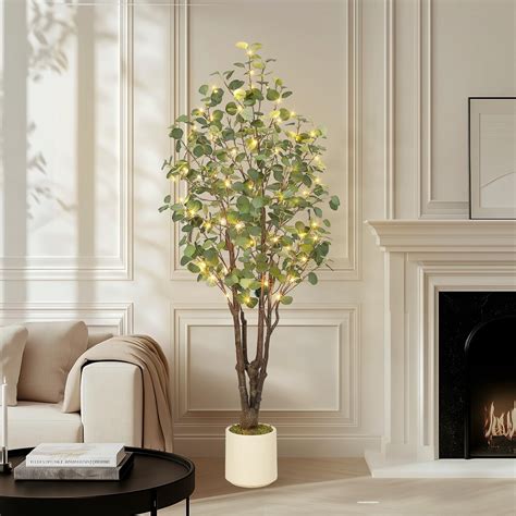 Artificial Eucalyptus Tree Indoor, 5FT/6FT/7FT Tall Fake Artificial ...