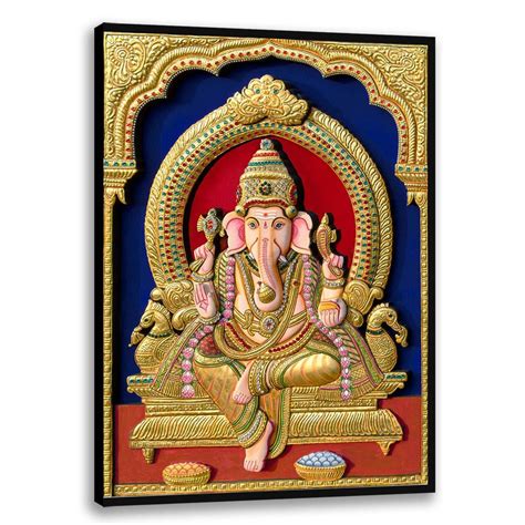 Ganesha - Tenjore Art - Framed Wall Art | Kritinova – KRITINOVA INDIA