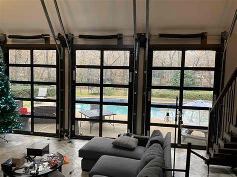 Living Room Glass Garage Doors For Outdoor Living