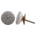 Black And White Striped Ceramic Knob
