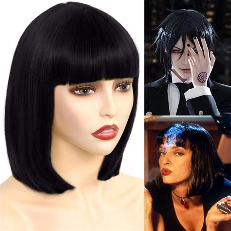 Black bob halloween wig online
