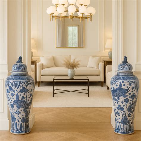 Extra-Large Blue & White Ginger Jars – 110 cm Floor Standing Jars ...