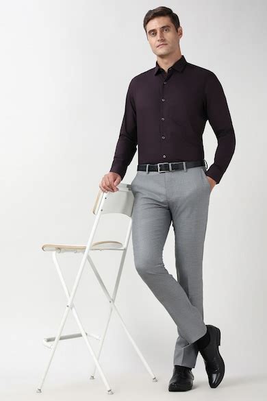Peter England Elite Formal Shirts, Men Brown Slim Fit Full Sleeves ...