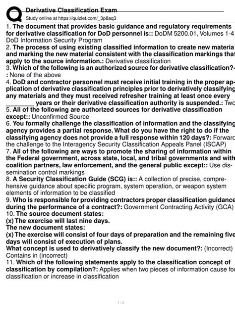 Derivative Classification Exam REVISED AND VERIFIED COMPLETE SOLUTIONS ...