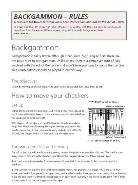 Image result for Printable Basic Backgammon Rules