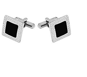 Buy MEENAZ Jewellery Black White Crystal Silver Plated Cufflinks for ...