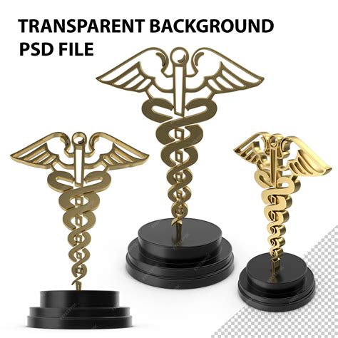 Premium PSD | Caduceus medical hermes trophy award gold png