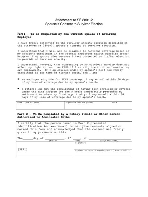 OPM Spouses Consent to Survivor Election - Blank Fillable Template ...