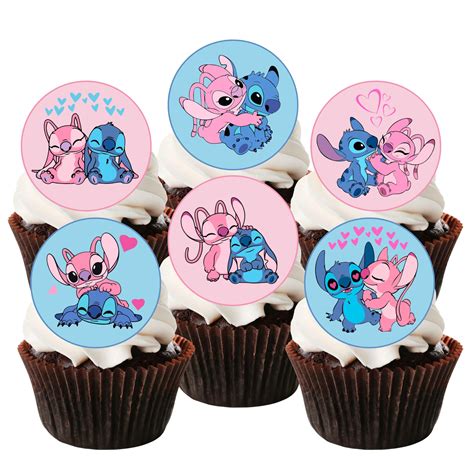 24 Stitch And Angel Cupcake Toppers Edible Stitch Cake Topper Stitch Birthday Decorations Lilo ...