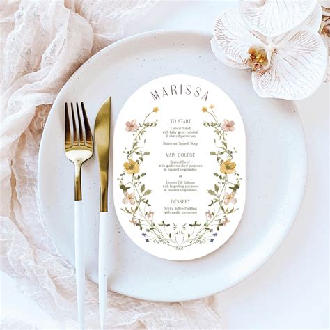"Beautiful Wedding Menus with Floral Border and Arched Shape ...