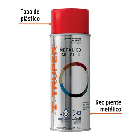 Ficha Tecnica Pintura en aerosol, rojo metálico, 400 ml,Truper