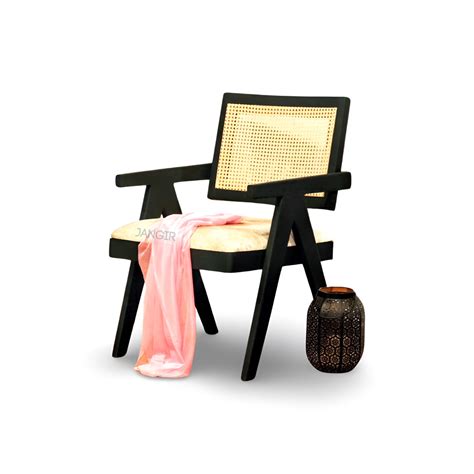 Black Matt Solid Wood Cane Chair: Wicker / Rattan Chair