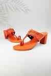 Buy Orange Haiku Trio Braided Cutwork Kolhapuri Block Heels by The ...