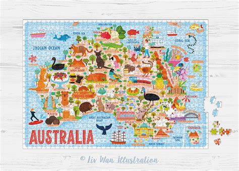 Australia Map Jigsaw Puzzle 1000 pieces. Made and shipped from UK