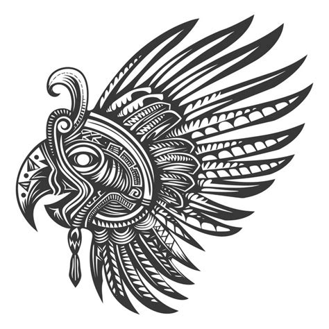 Ornate Aztec Bird Head with Wing | Premium AI-generated vector