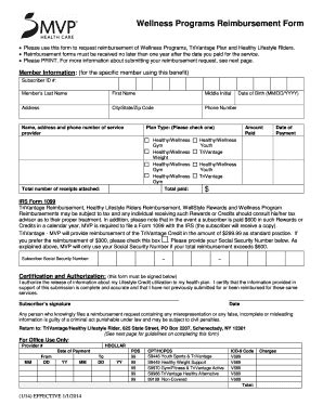 Fillable Online Wellness Programs Reimbursement Form - 2014. Wellness ...
